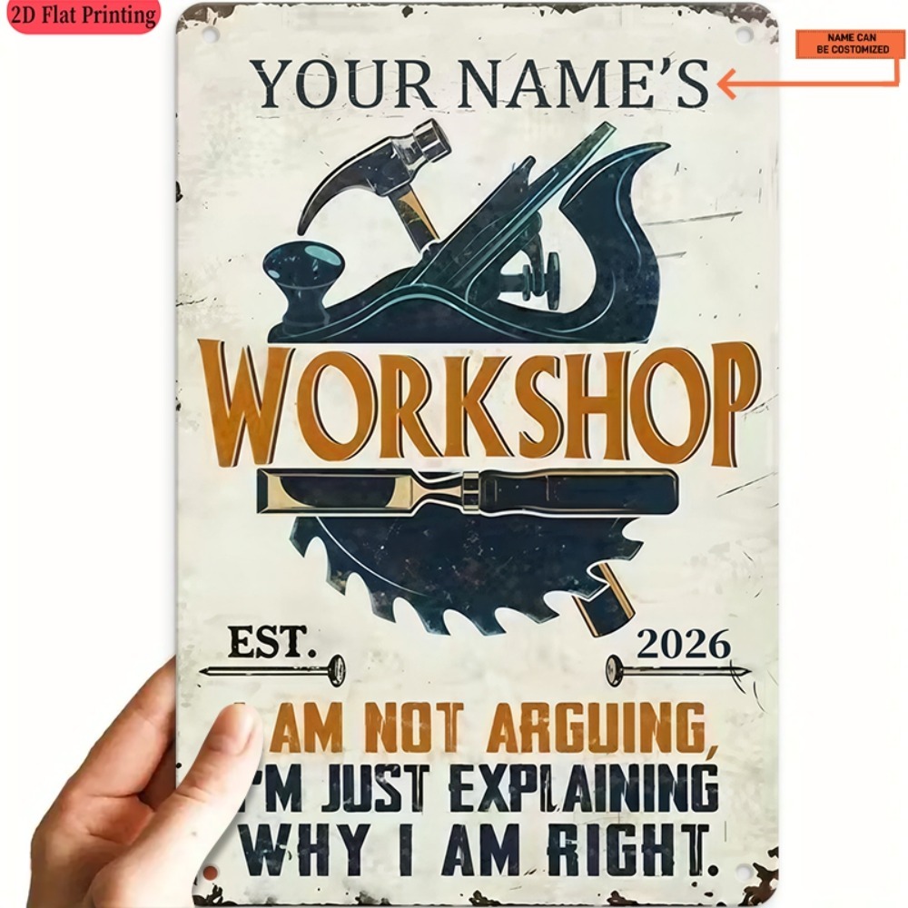 Workshop Tools With Name - [2D Płaski] 1 szt. Metalowy Znak