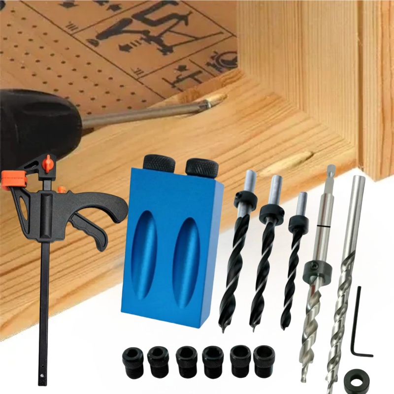 Pocket Hole Jig - Zestaw narzędzi do połączeń drewnianych: szablon