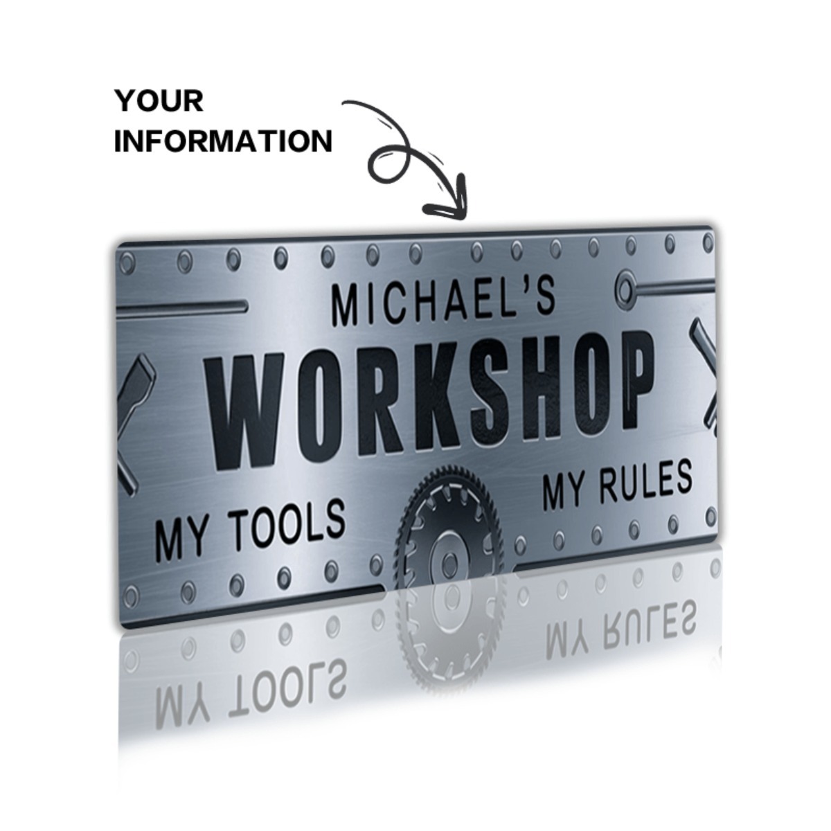 Personalizowany szyld aluminio – Workshop Tools With Name recenzja i cena