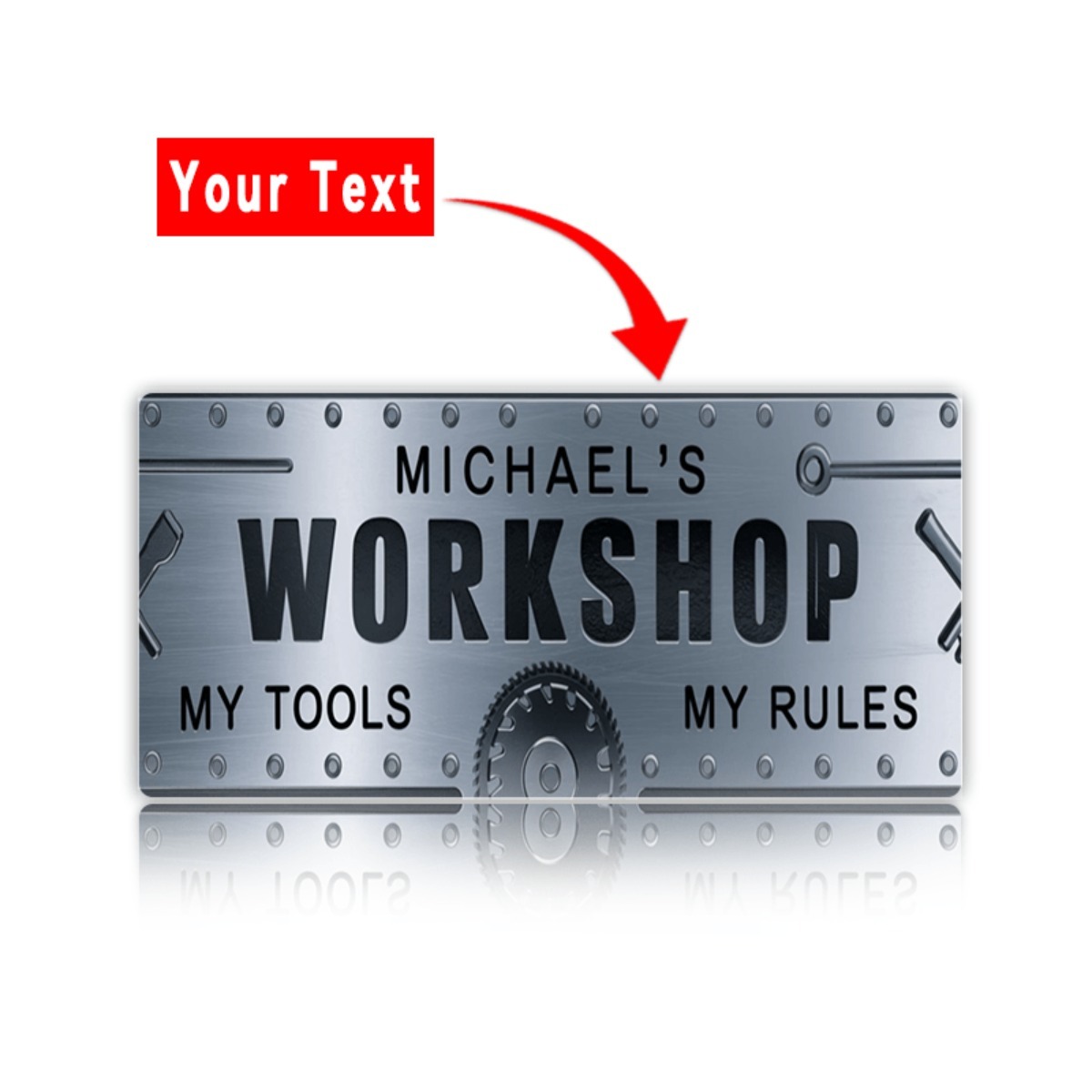 Personalizowany szyld aluminio – Workshop Tools With Name recenzja i cena