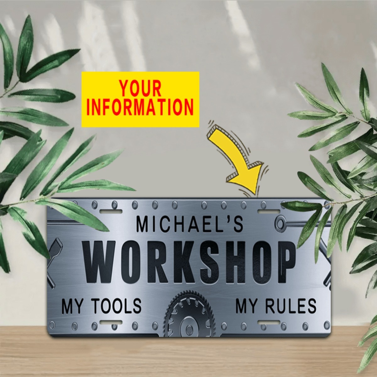 Personalizowany szyld aluminio – Workshop Tools With Name recenzja i cena